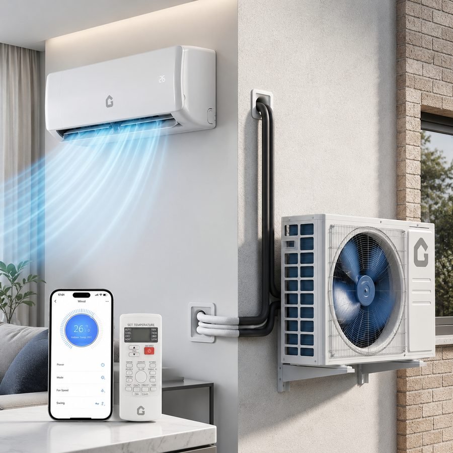 Ductless mini-split heat pump indoor head installation GTA