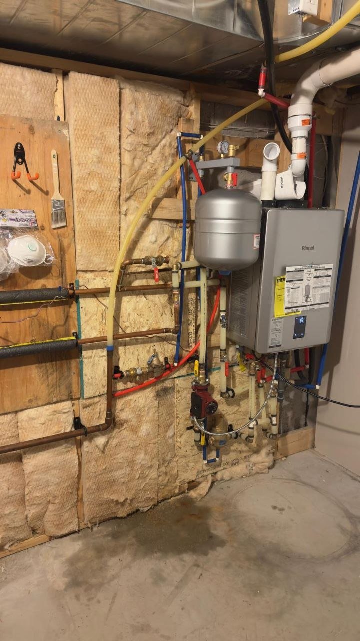 Combi boiler installation with copper piping basement GTA