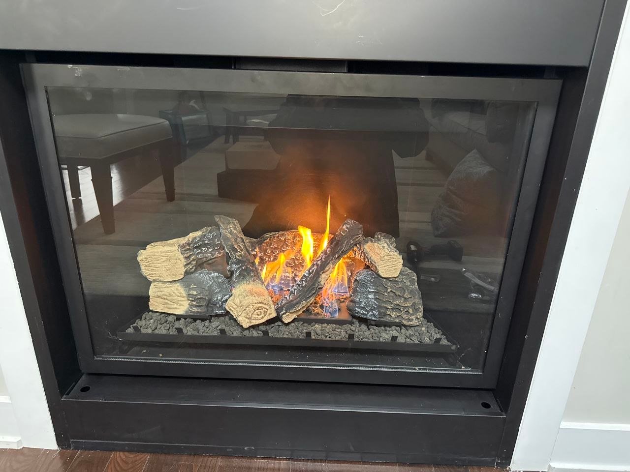 Gas fireplace installation finished living room GTA home