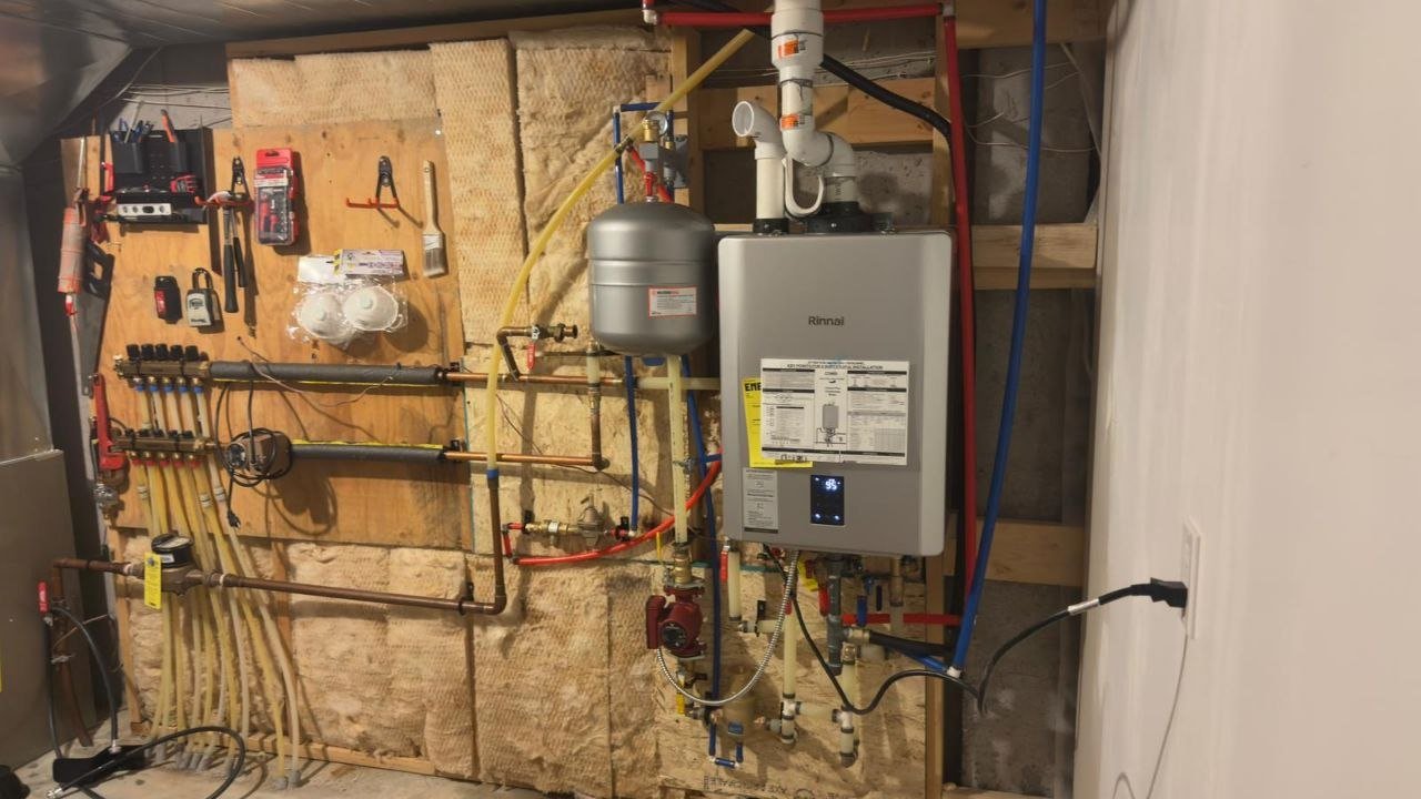 Hydronic boiler manifold piping installation GTA home