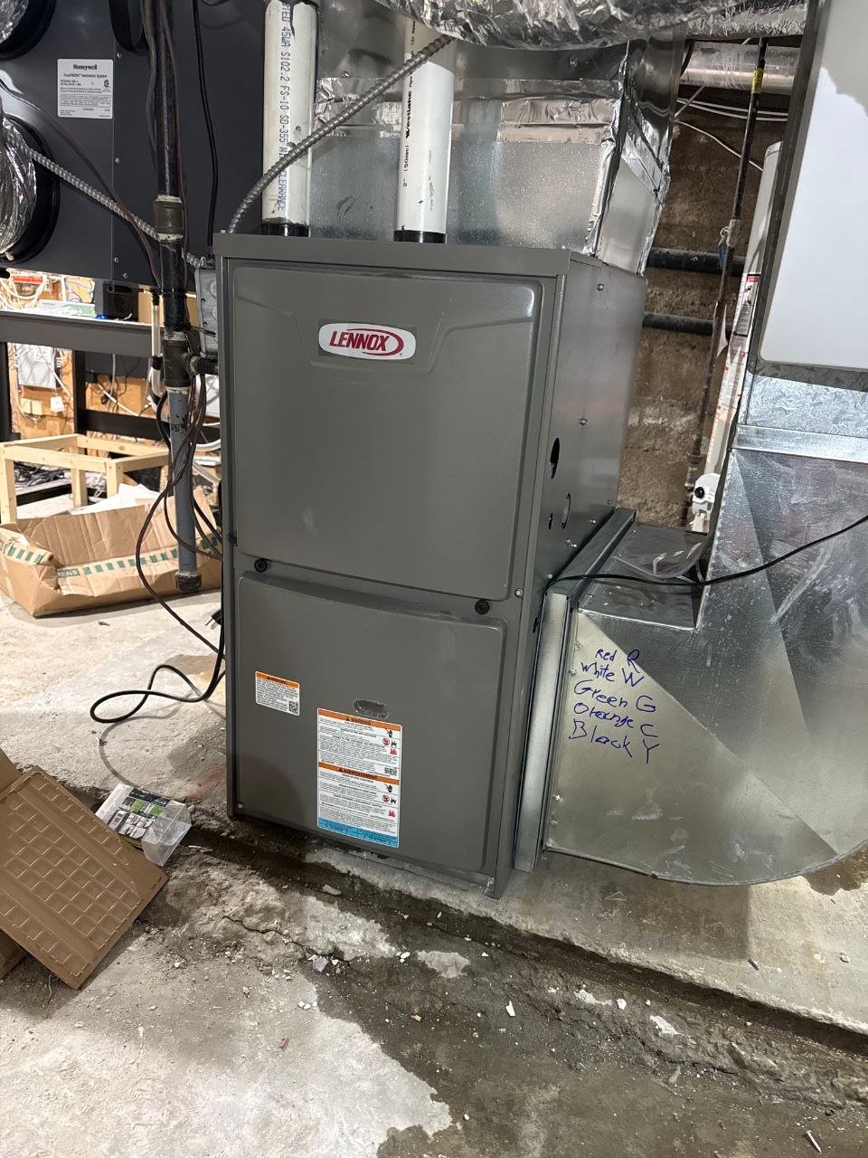 Lennox furnace installation basement Toronto home