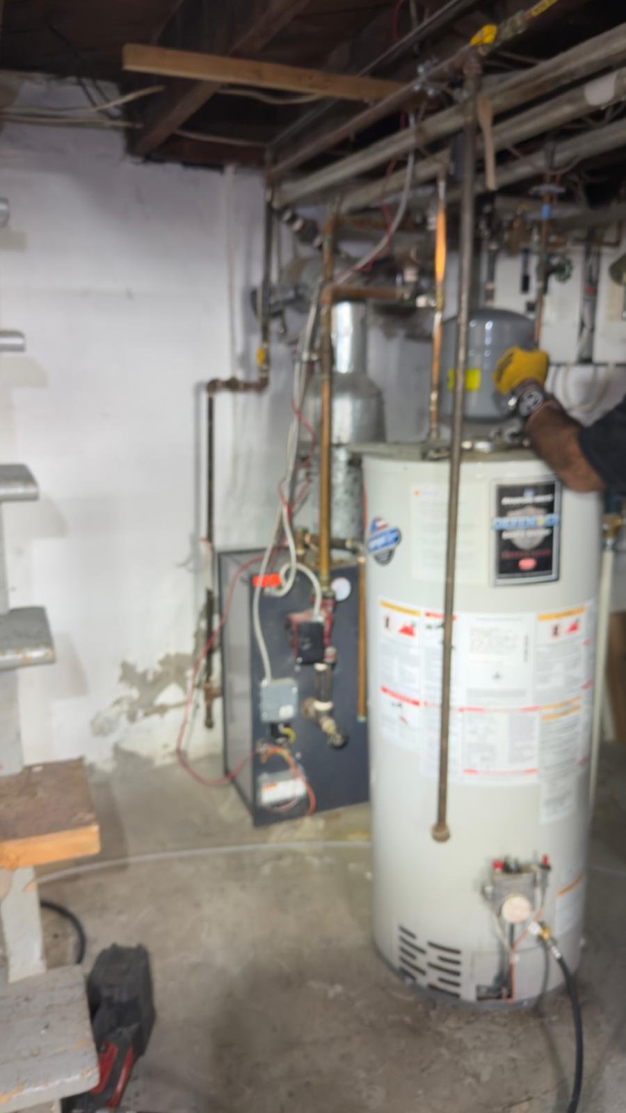 Navien combi boiler and tank water heater installation basement GTA