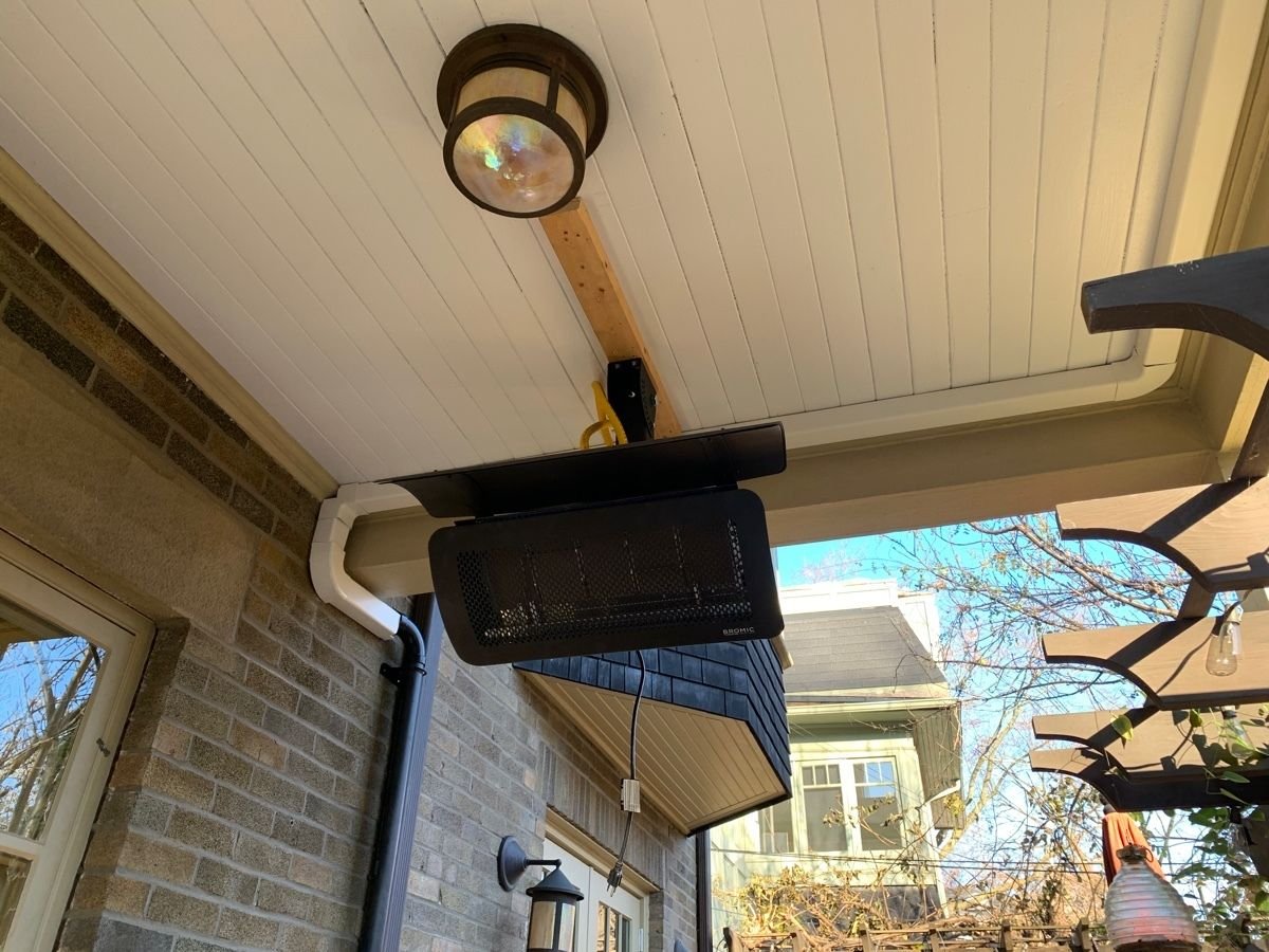 Outdoor patio radiant heater installation covered porch GTA