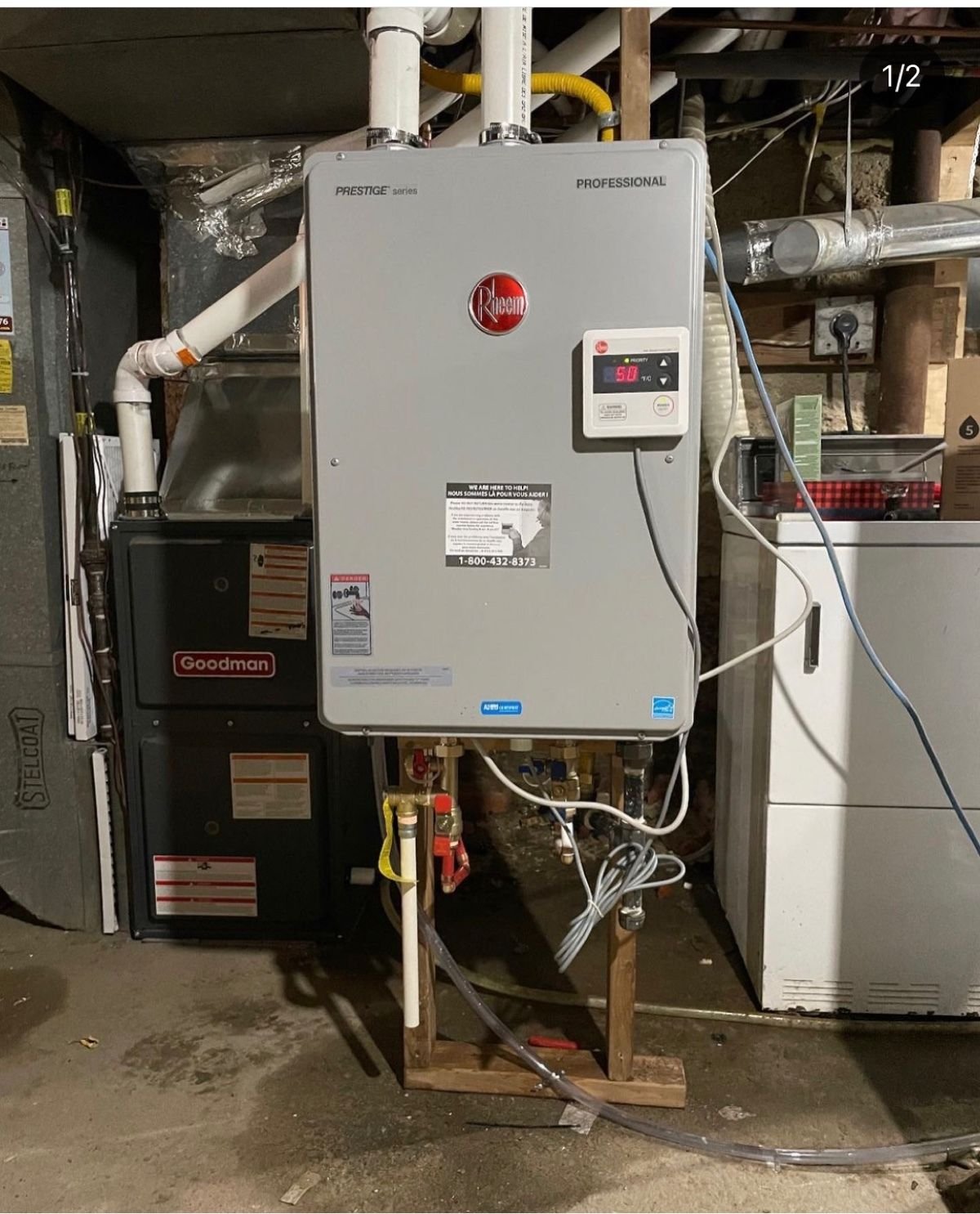 Rheem tankless water heater and furnace installation basement GTA