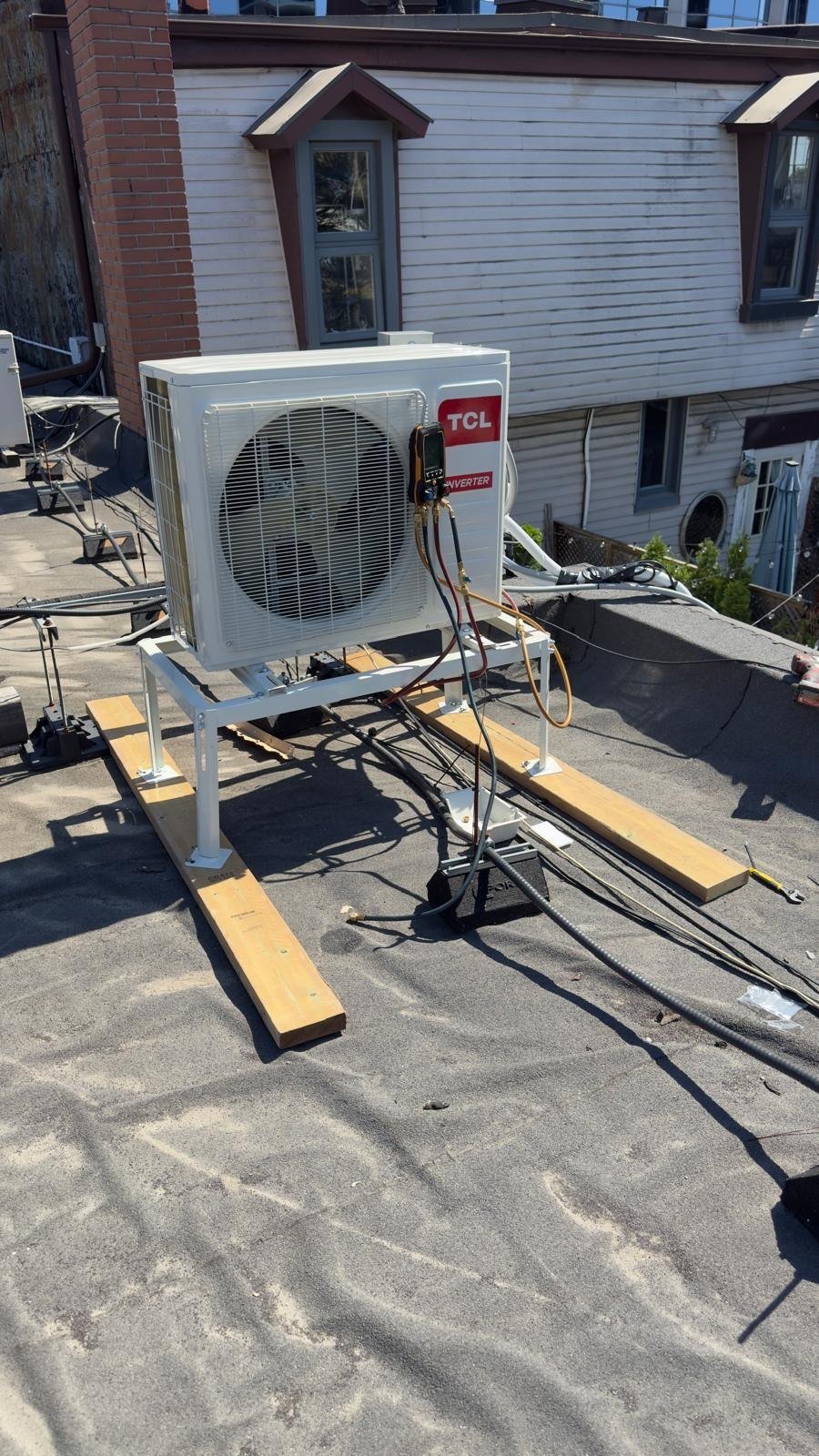 TCL ductless mini-split outdoor condenser rooftop installation GTA